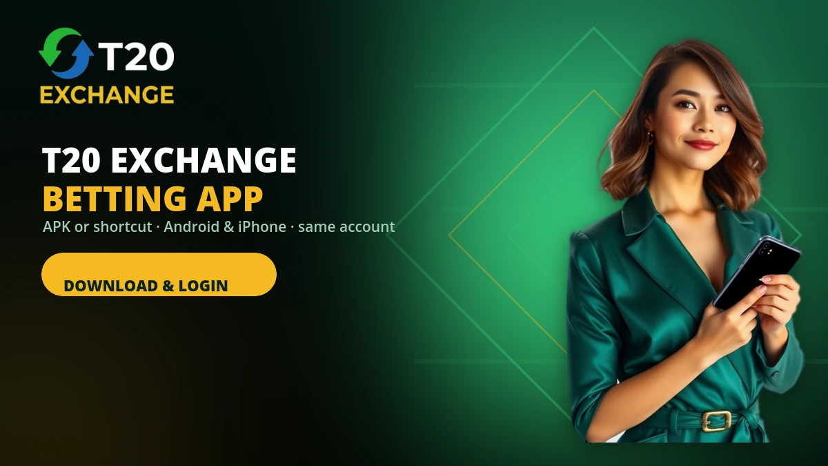 T20 Exchange betting app running on an Android phone with live cricket odds