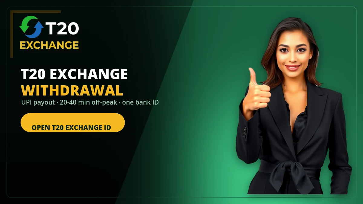 T20 Exchange withdrawal request and UPI payout timing on a phone
